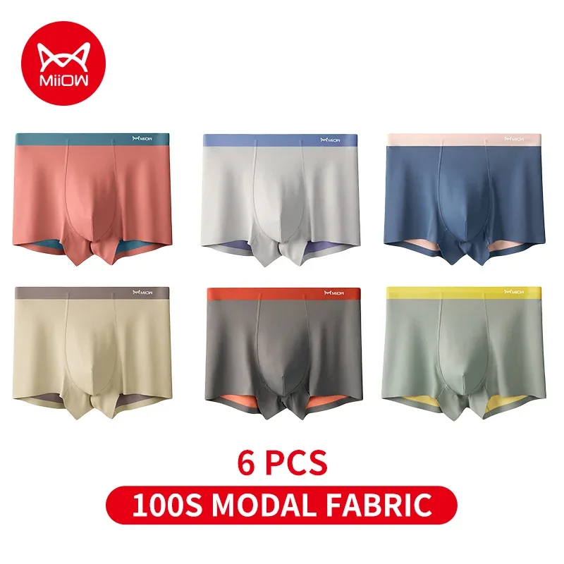 MiiOW Men Underwear Set 100S Modal Men's Boxershorts Silky Breathable Man Panties 5A Antibacterial Mens Boxer Briefs Underpants