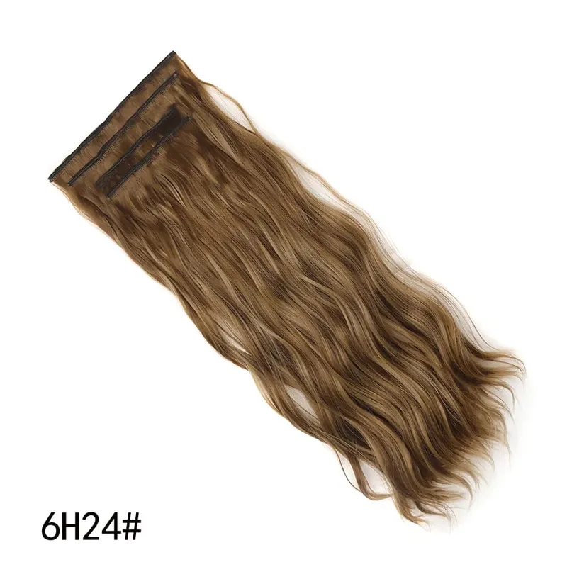 4 Pcs 22 Inch Clip in Hair Extensions Long Synthetic Wavy Curly Hairpieces Layered Soft Invisible Clip Ins Extensions for Women