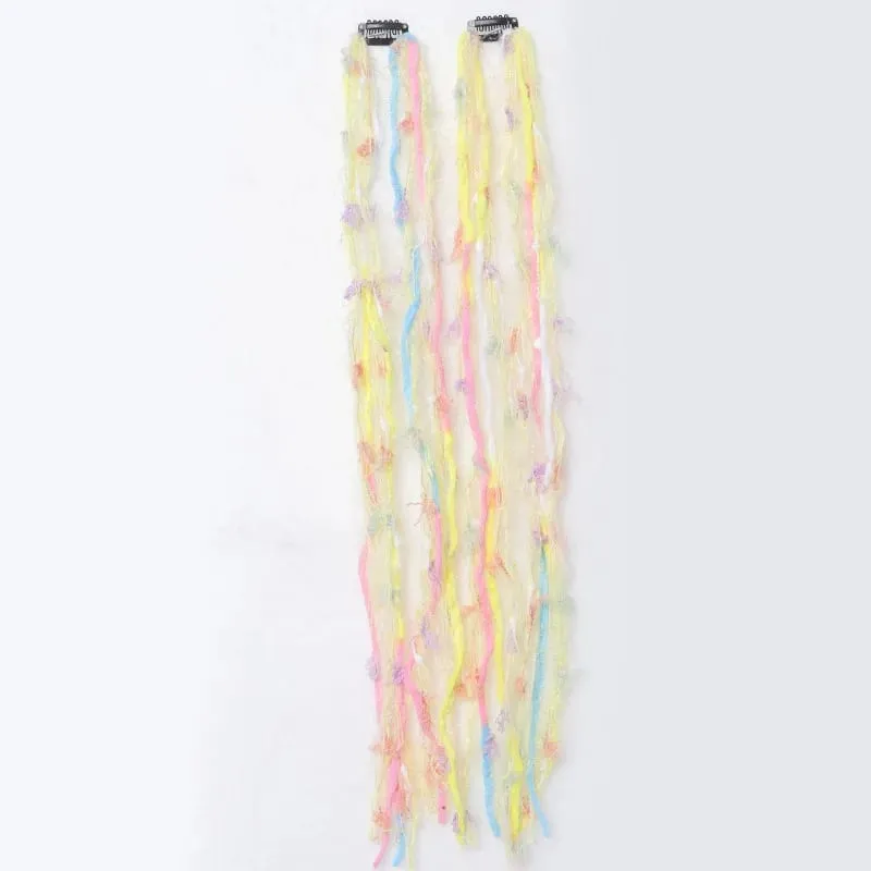 Clip In Dreadlock Hair Extensions Bohemian Frayed Wispy Thin Synthetic Boho Braids For Women Daily Rave Party Hairstyle