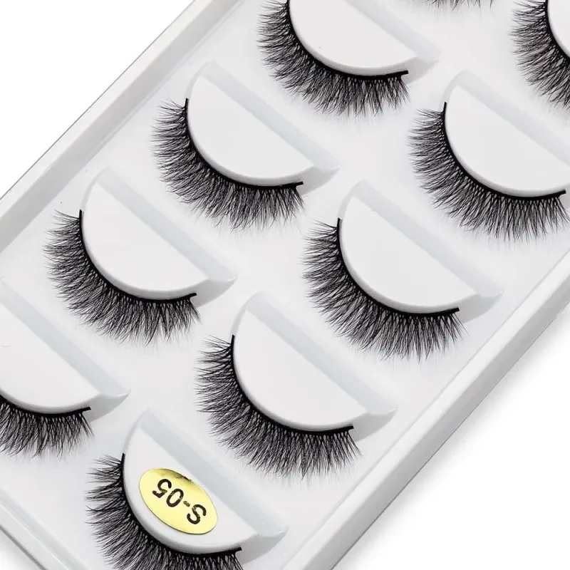 5 Pairs S03 Natural Looking 3D Mink Fake Eyelashes Makeup Tools Fluffy Style Water Mink Fur False Eyelashes for Eye Makeup