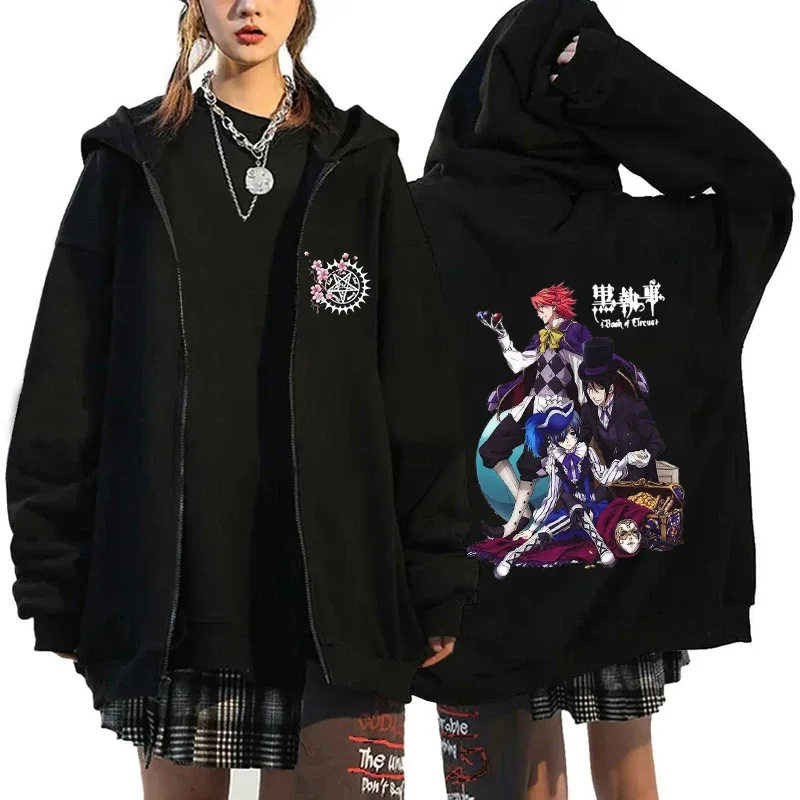 2025 Hot Aniem Cosplay Tops Black Butler Zipper Hoodie Fashion Autumn Winter Long Sleeve Sweatshirts Zipper Jacket For Man Woman