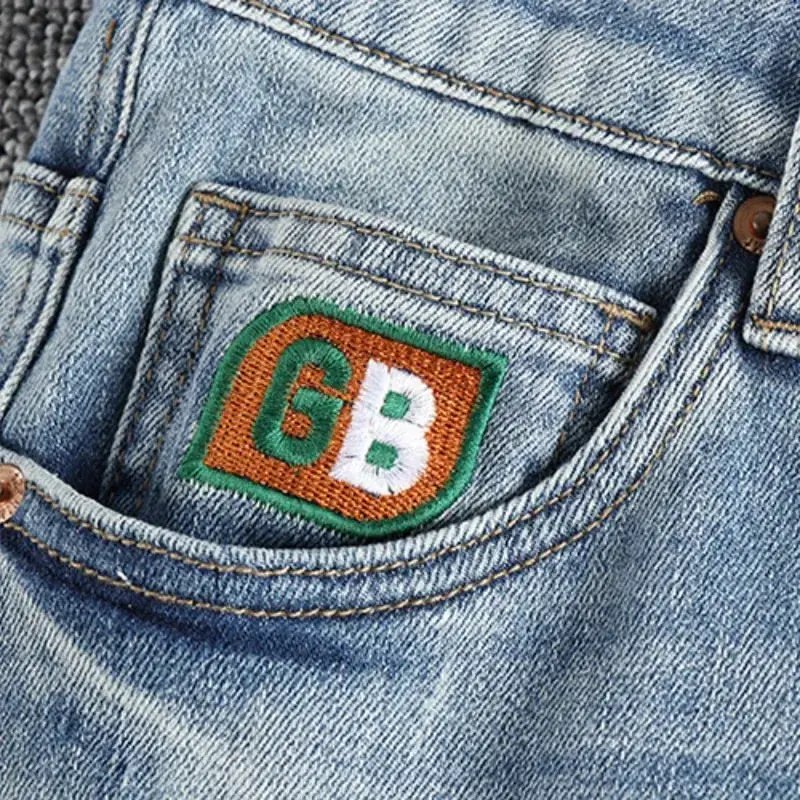 Ny tvätt ljusblå slipad vita jeans herr våren Amerikanskt modemärke små raka ben retro casual ungdomsbyxor — image 6