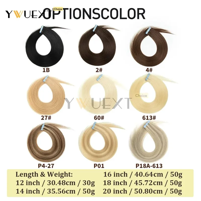 30G-50G Tape in Human Hair Extensions Natural Straight Machine Remy Hair 20pcs/pack Natural Look Hair Easy to Wear for Women