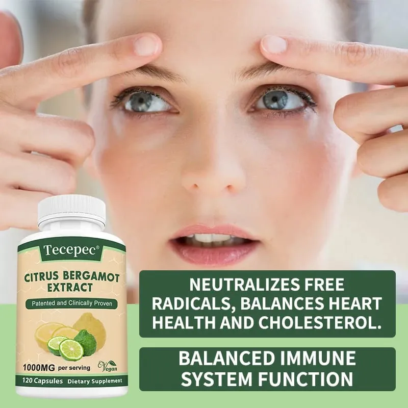 Citrus Bergamot 1000mg Capsules Antioxidant Supplement Support Immune Heart Cholesterol Cardiovascular & Blood Sugar Health