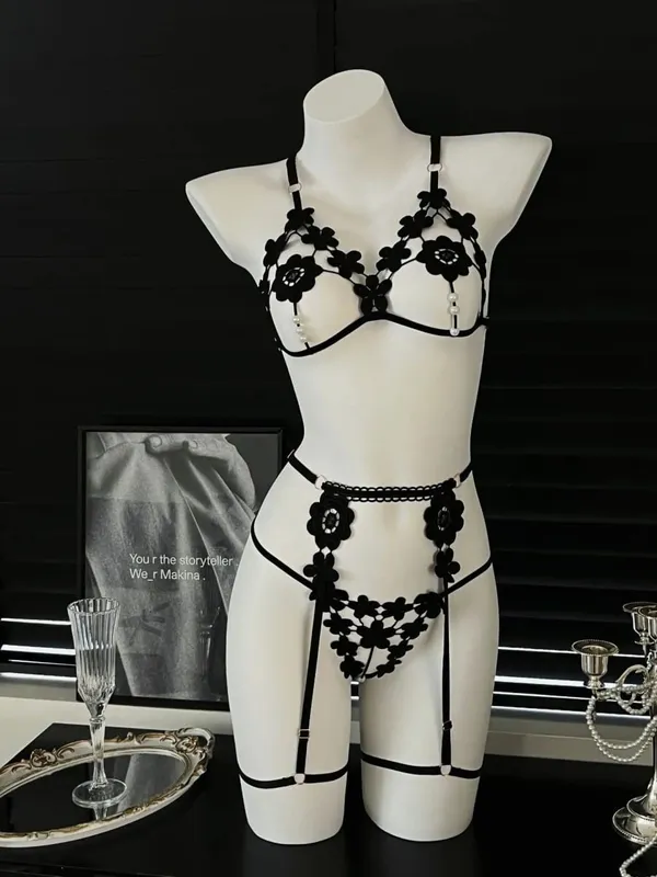 3Pcs/Set Pearl Sexy Bra Set Women Bralette Girls Pearl Underwear Thong Erotic Open Sleepwear Transparent Bras Lingerie Sets