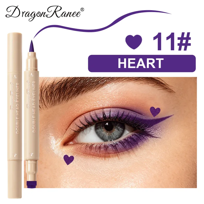 2-in-1 Dual-Ended Stamp Eyeliner Pen 20 Colors Waterproof Liquid Eyeliner with Stamp Tip Quick Dry Eye Makeup for Beginners