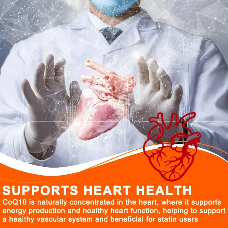 COQ10 Co-enzym Q10 200 mg voor energie Antioxidant Cardiovasculaire hersengezondheid Natuurlijk niet-GMO