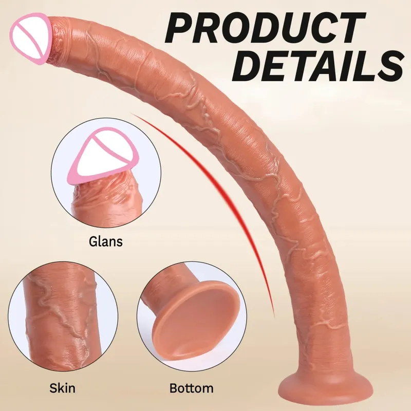 Super Long Dildo Artificial Silicone Penis Adult Sex Toys Realistic Skin Texture Dildos For Woman Men Vagina Anal Masturbation