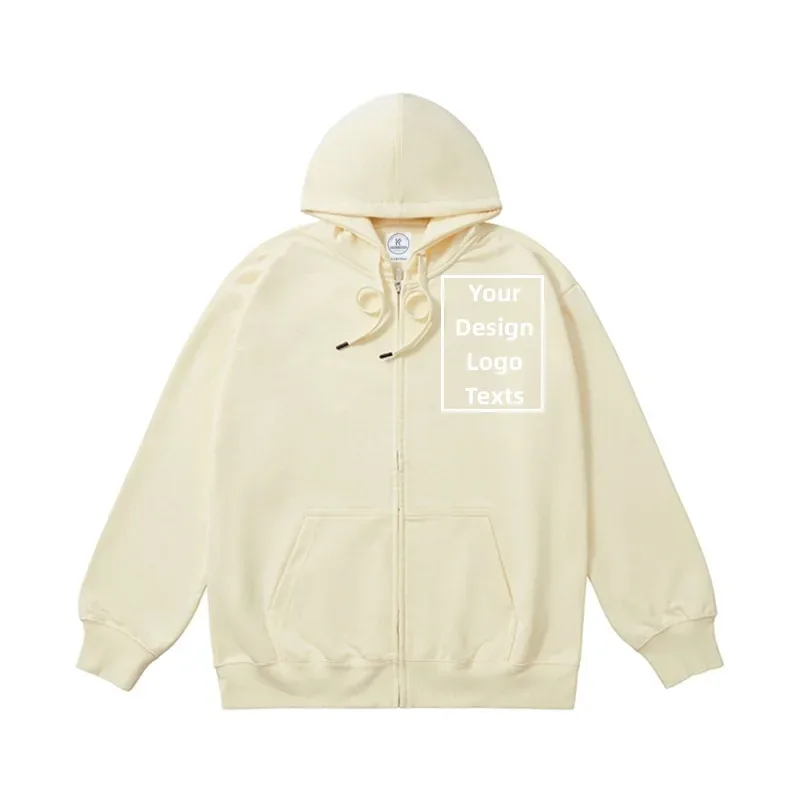 Customized Logo Zipper Hoodies Autumn Winter Fashion Embroidery Company Printed Sweatshirts Men Women Personality Hoody Pullover
