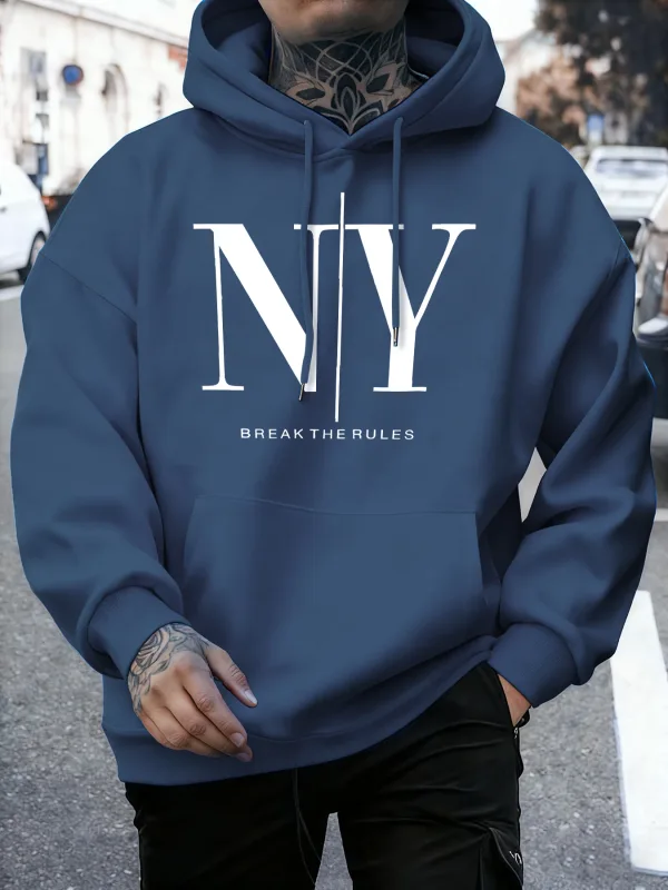 Break The Rules Yes No Prints Autumn Fleece Sweatshirts Men'S Soft Jogging Hoodie Street Comfy Pullovers Sport Loose Sportswears