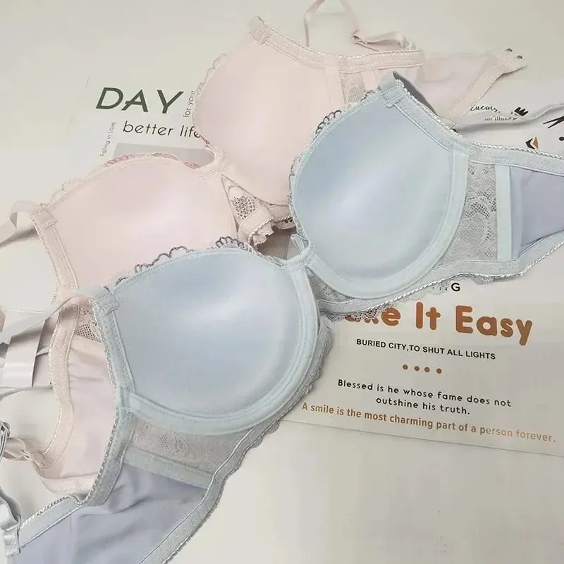 Conjunto de sujetador y bragas push-up de encaje sexy para mujer, copa de apoyo que no corre, lencería cómoda y agradable para la piel