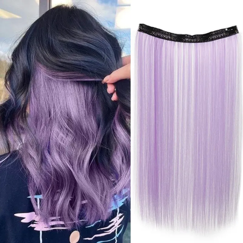 20inch Hair extensions Wig Hair Clips Hair piece Synthetic Straight Hair Extensions with 4clips for Women Halloween Party