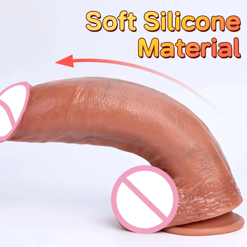 3 Sizes Realistic XXL Thick Penis Soft Silicone Dildo Male Genitals Vaginal Masturbation Suction Cup Dick Woman Anal Sex Toys 18