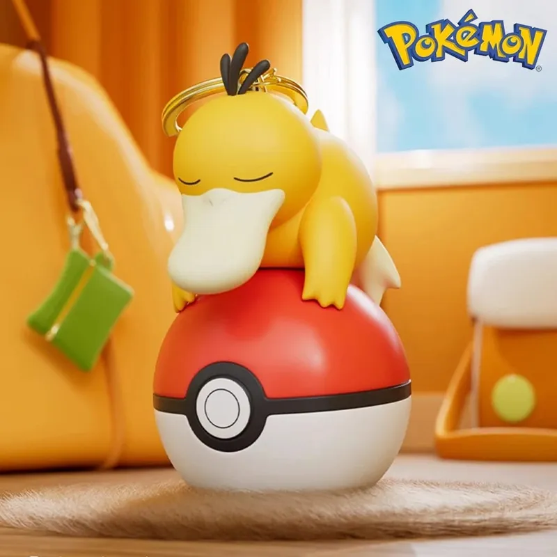 Pokemon Söt Glödande Serie Charm PokeBall Nyckelring Modell Docka Pikachu Piplup Bulbasaur Actionfigur Tecknad väska Tillbehör Present