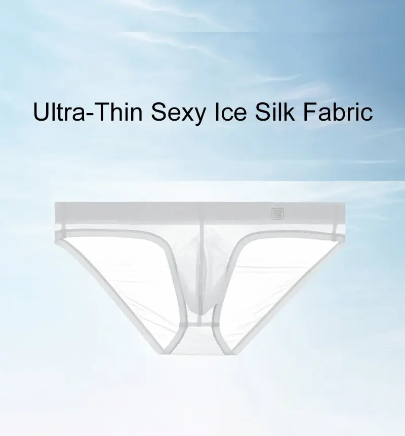 Ice Silk Ultra-thin Men Underwear Seamless Transparent Quick Drying Briefs Sexy U Bulge Pouch Triangle Underpants Erotic Panties
