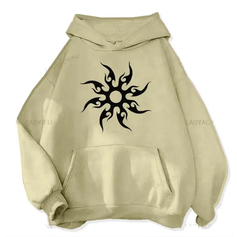 Men's hoodie with sun pattern print Harajuku hoodie fashionable and casual hoodie cartoon pattern top