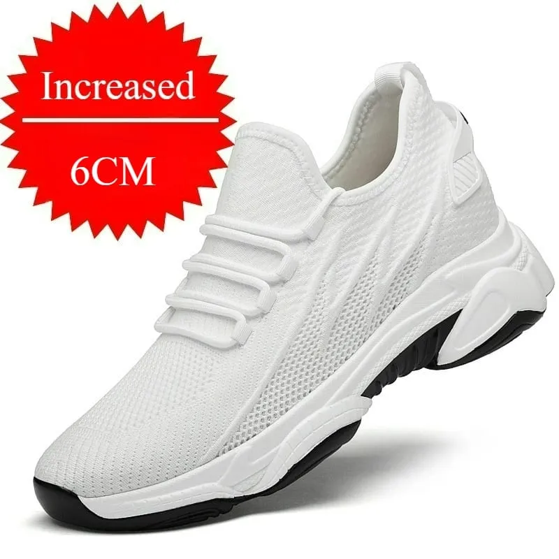 Men's Shoes 10cm Height Increase Sneakers Outdoor Breathable Casual Shoes Lace-up Men Running Shoe Mesh Soft Sole Elevator Shoes