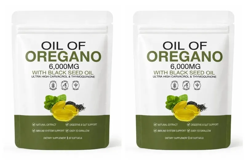 Oil of Oregano Softgels 6000mg with Black Seed Oil for Immune System & Digestive Support Soy-Free Gluten-Free 60 Softgels