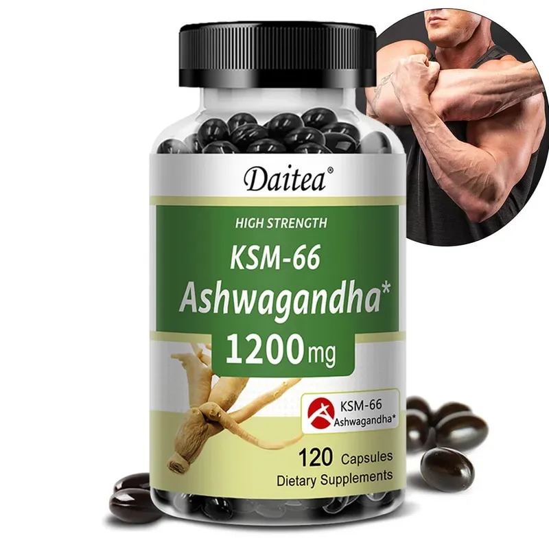 KSM-66 Ashwagandha 1200mg Capsules Stress Relief Energy Focus Muscle Recovery & Mood Support Improves Athletic Performance