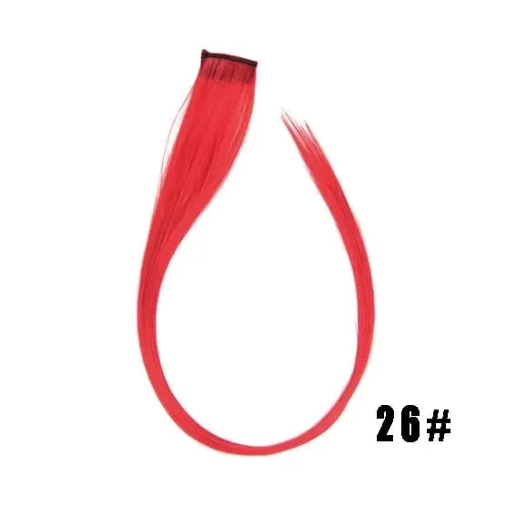 Synthetische clip-in haarextensies 22 inch lange kleurrijke rechte haarstukken Synthetische haarstukjes voor dagelijks festivalfeest