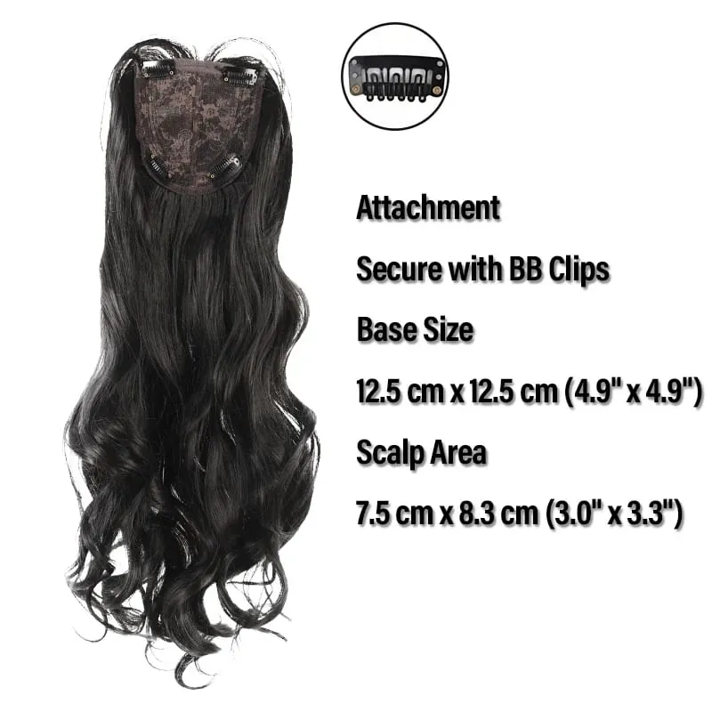 Voluminous Curly Synthetic Fiber Wig Topper – No Cap Needed BB Clips Secure Add Length & Body for Commute or Events
