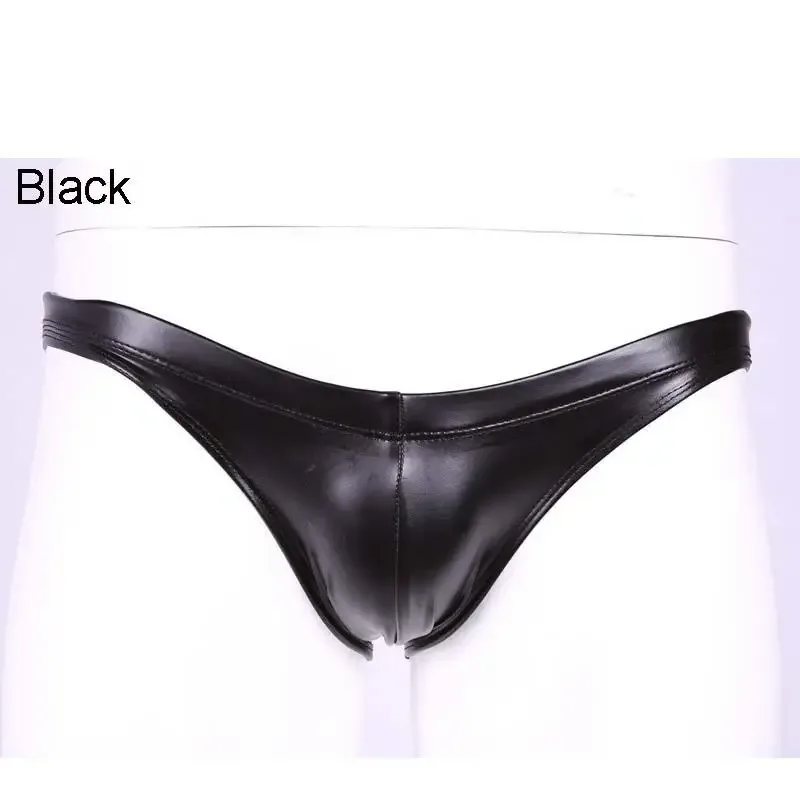Oil Glossy Swimming Briefs PU Lather Elastic Low-rise Buttocks-Lifting Slip Bikini Shirring Crotch Seam Underwear Bathing Shorts