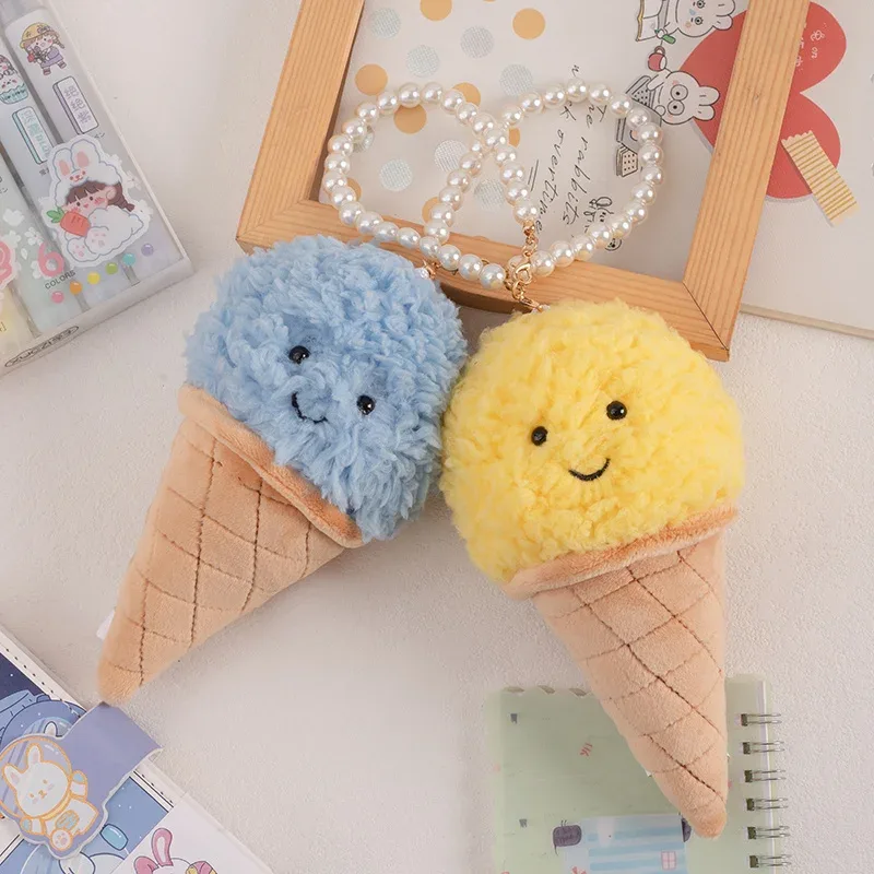 Lindo dibujo animado helado juguete de peluche comida rellena Snack almohada cojín cono niños juguetes Kawaii decoración de la habitación regalo de cumpleaños para niños