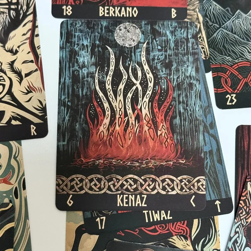 Norwegian Woodcut Runes Deck English 22pcs Board games runes series oracle deck