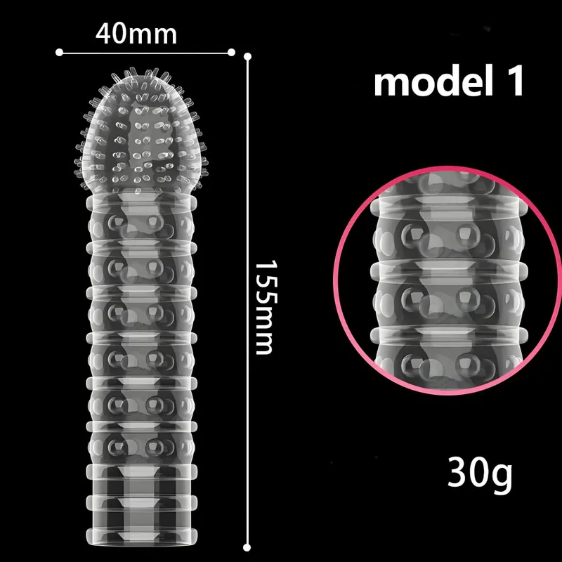 Penis Covers Extender Men's Condoms Crystal Penis Condoms Finger Cock Ring Adult Sex Toy For Sex Male Longer Lasting
