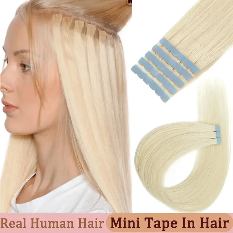 Multi Color Mini Skin Tape In Human Hair Extensions 10 Pieces 12 Inch To 20 Inch Multiple Color Options Remy Hair Natural Comfortable Wear for Women Thickening And Lengthening