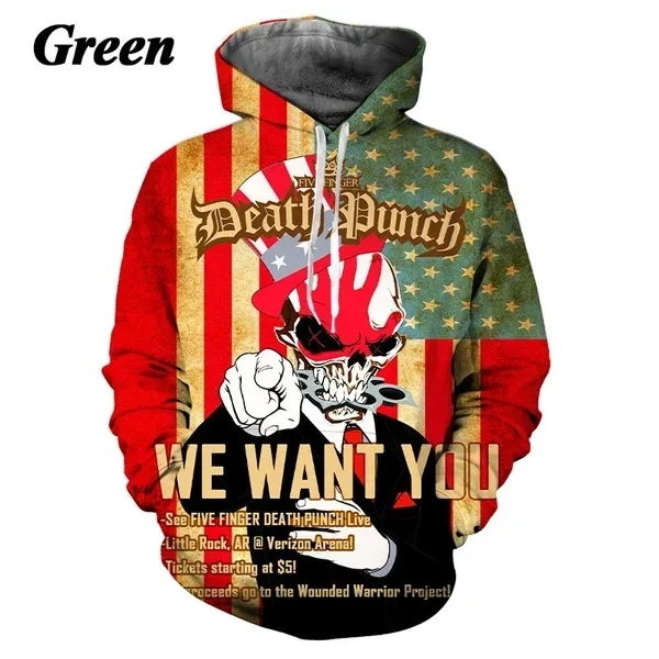 Moletom com capuz Death Punch masculino e feminino com estampa 3D casual outono e inverno hip-hop rock com capuz