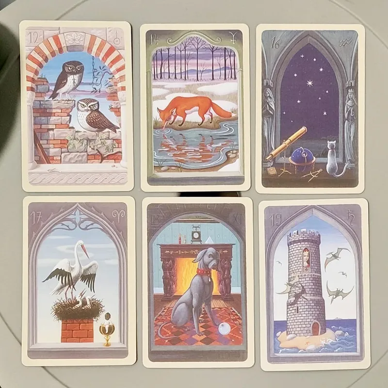 9*6cm Mystical Lenormand Deck Printed on 350GSM Double-embossed Cardstock 36 Pcs Lenormand Cards