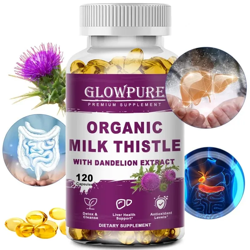 Organic Milk Thistle 9000mg 30X Concentrated Seed Extract 80% Silymarin Liver Support Cleanse Detox Fatty Liver Supplements