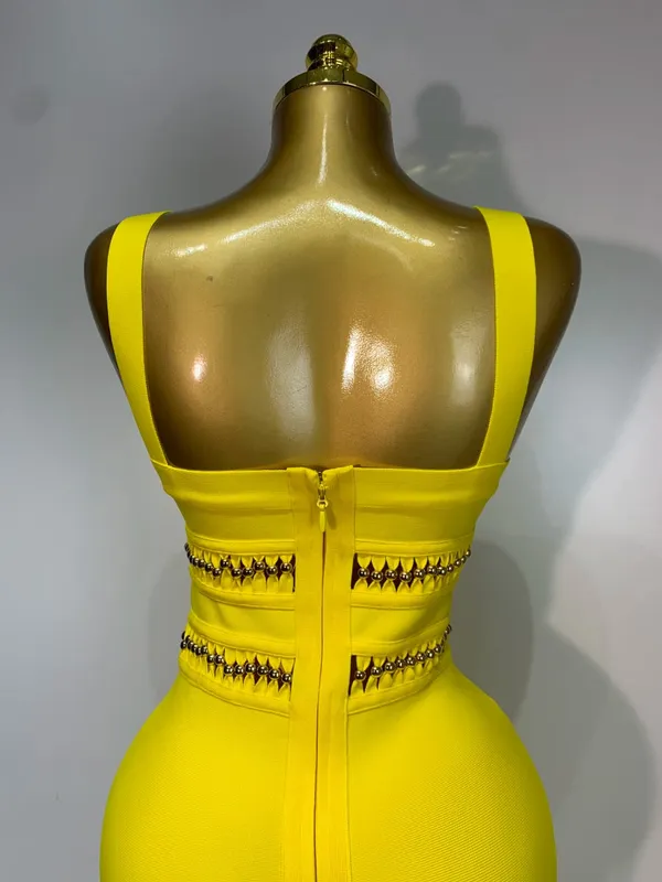 Mulheres sem mangas sexy gola quadrada borla bodycon bandage vestido celebridade elegante festa de noite vestido de aniversário de alta qualidade — image 6