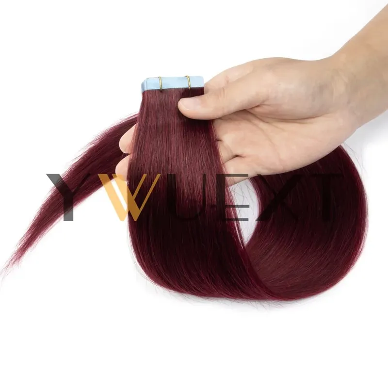 30g Real Human Hair Tape in Extensions 12''-24'' Natural Straight Seamless Tape Hair On Double Sided Tape 20pcs for Women