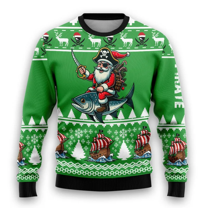 Pirate Santa Claus Graphic Ugly Christmas Sweater 2026 New Skull Graphic Sweatshirts Funny Design Pullovers Man Jumper Sweaters