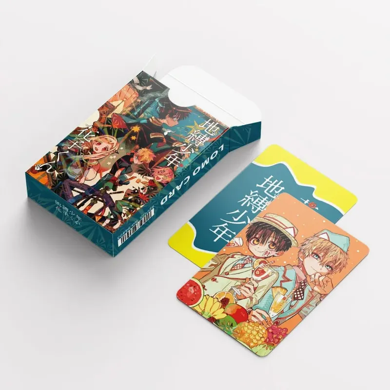 Conjunto de cartões fotográficos hanako kun, 60 cartões lomo e 32 adesivos de anime fofos, colecionáveis ​​kawaii para decoração de fãs, presente