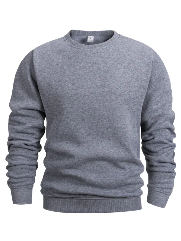 Men's Crew Neck Pullover Solid Color Large Sweatshirts Spring Autumn Outdoor Jogging Tops Men Casual Hoodies Streetwear