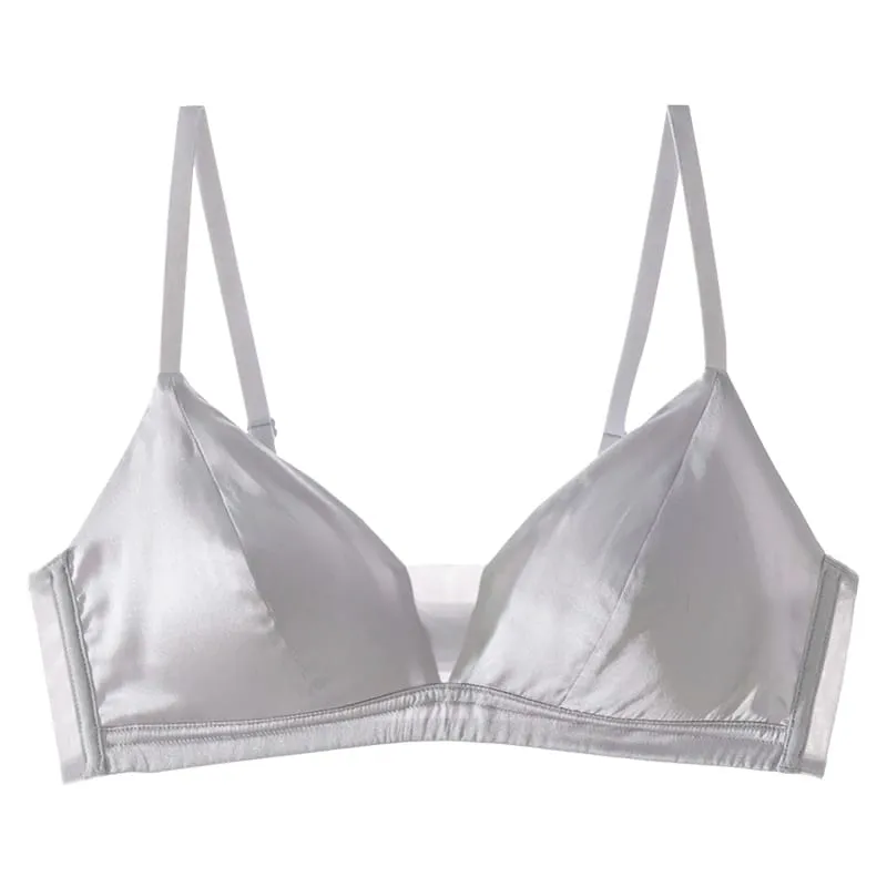 SuyaDream Women Silk Bra Set 93%Silk 7%Spandex Thin Mold Cup Wire Free Underwears 2023 Comfortable Intimates Silver Pink — image 9