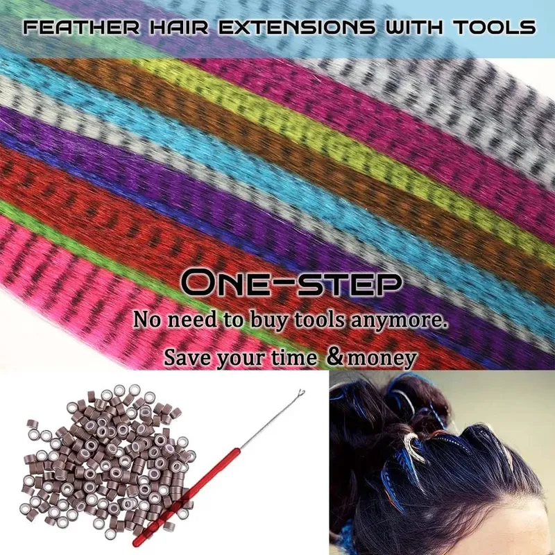 30strands Feather Hair Extension Fake Hair I Tip Rainbow Synthetic Hair 16inch Hairpiece Feather for Hair Extension Y2K Festival