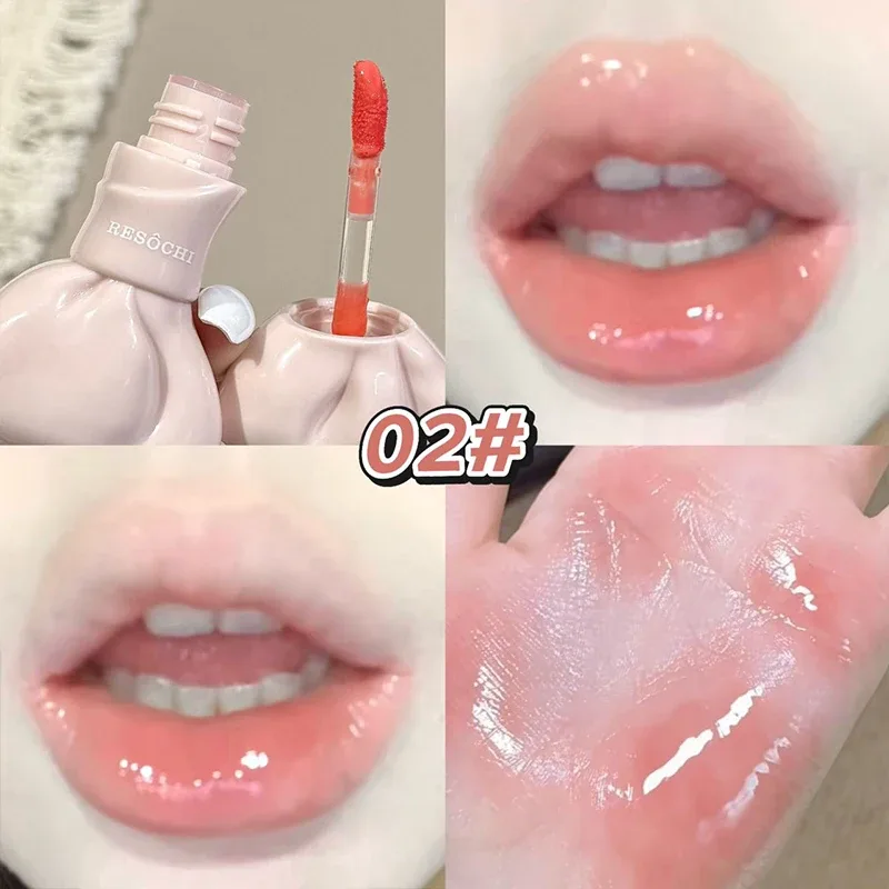 Tube d'arc miroir aqueux, teinte pour lèvres, gris doux, rose, brillant à lèvres hydratant, verre brillant, imperméable, lèvres charnues, cosmétiques