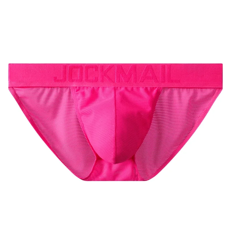 Jockmail Mans Underwear Gay Brief Nylon Mesh Sexy Low Waist Ropa Interior Hombre Letter Embroidery Sissy Panties Male Lingerie