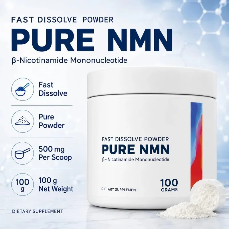 Pure NMN Powder 100g NAD+ Booster Nicotinamide Mononucleotide 500mg Fast Dissolve Anti Aging Cellular Energy Supplement Non-GMO