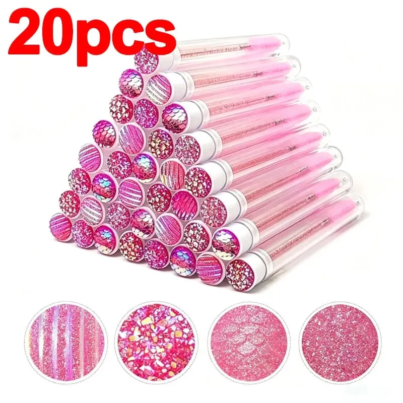 New 20/40pcs Disposable Eyelash Brush Tube Mascara Wands Tubes Dust-proof Lash Spoolies Storage Makeup Tool HZS36