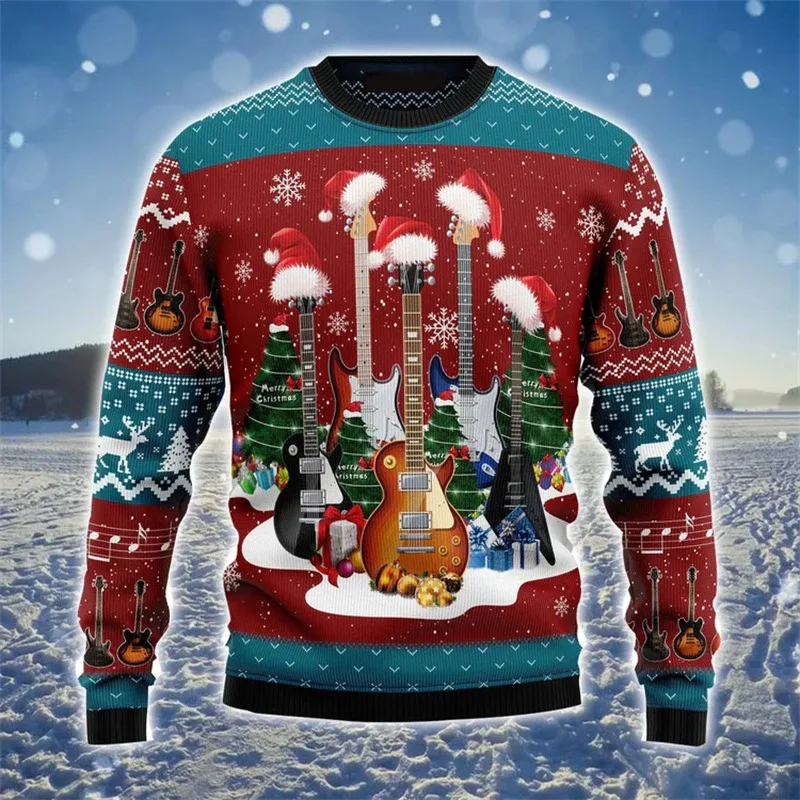 New 2026 Ugly Christmas Sweater Men Santa Claus Pattern Pullovers Women 2026 New Year Merry Christmas Crew Neck Sweatshirts