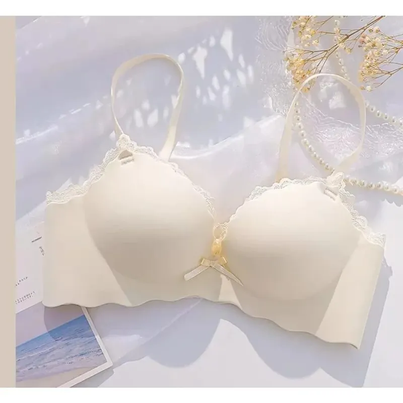 Women Lingerie Bra Panty Set AA Cup Wireless Seamless Push‑up Padded One‑piece For Small Flat Chest Soft Comfort Daily Underwear