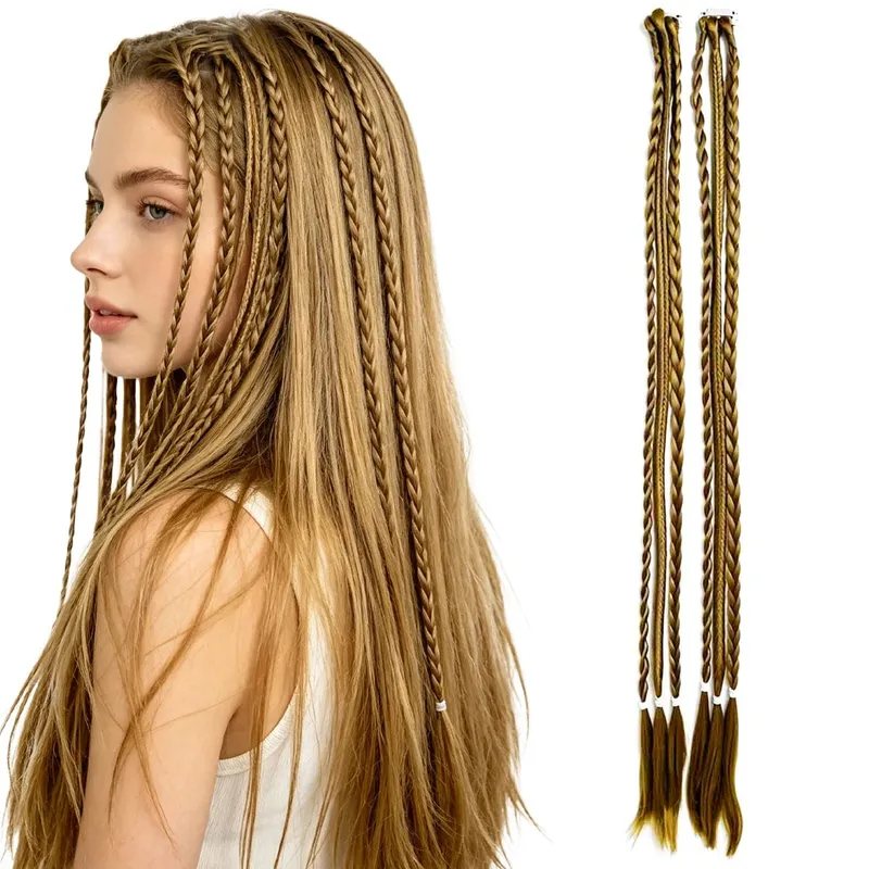 2PCS Synthetic 22"26" Clip In Braids Hair Extensions Braid Ponytail Hairpieces Braided Hair Clip On Braids For Women Daily Party