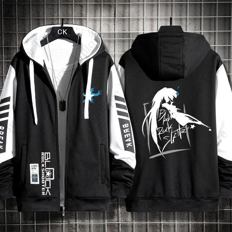 ‌BLACK ROCK SHOOTER Hoodies Anime Cartoon Kuroi Mato Print Sweatshirt BLACK ROCK SHOOTER Merch Men Women Autumn Zipper Hoodie