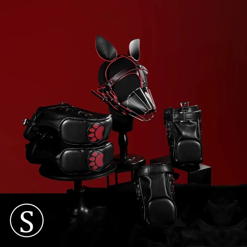 Adult Games Puppy Role Play Kit Fetish Puppy Hood Mask Binding Gloves Boots Protectors Couple Crawling Gear SM Sex Toys 18+