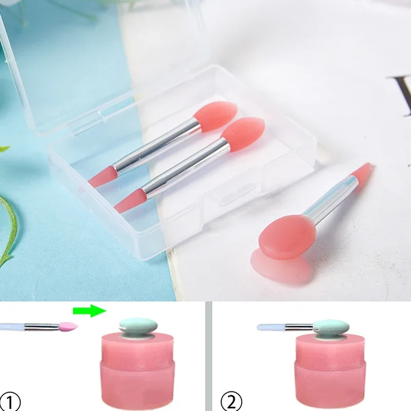 【3PCS Silicone Lip Balms Lip Mask Brush With Sucker Dust Cover Makeup Brushes Lip Film Anti-lost Dust Cover】